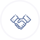 Icon of a handshake symbolizing agreement or partnership.