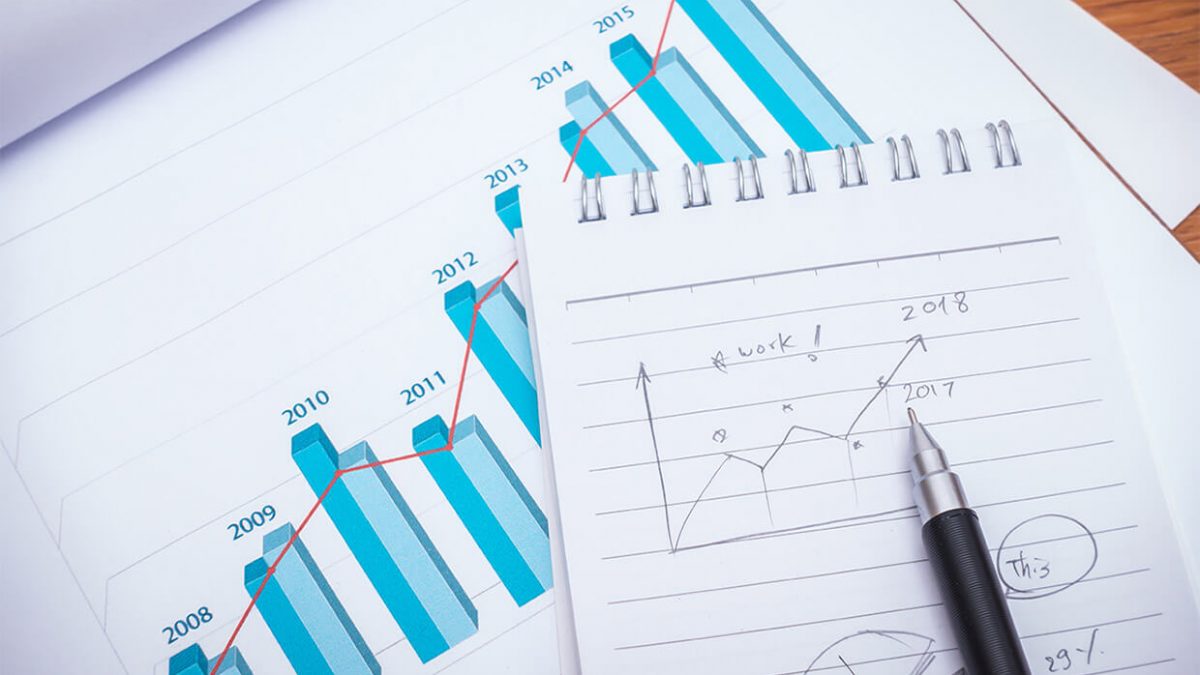 Graphs and charts showing financial data analysis.